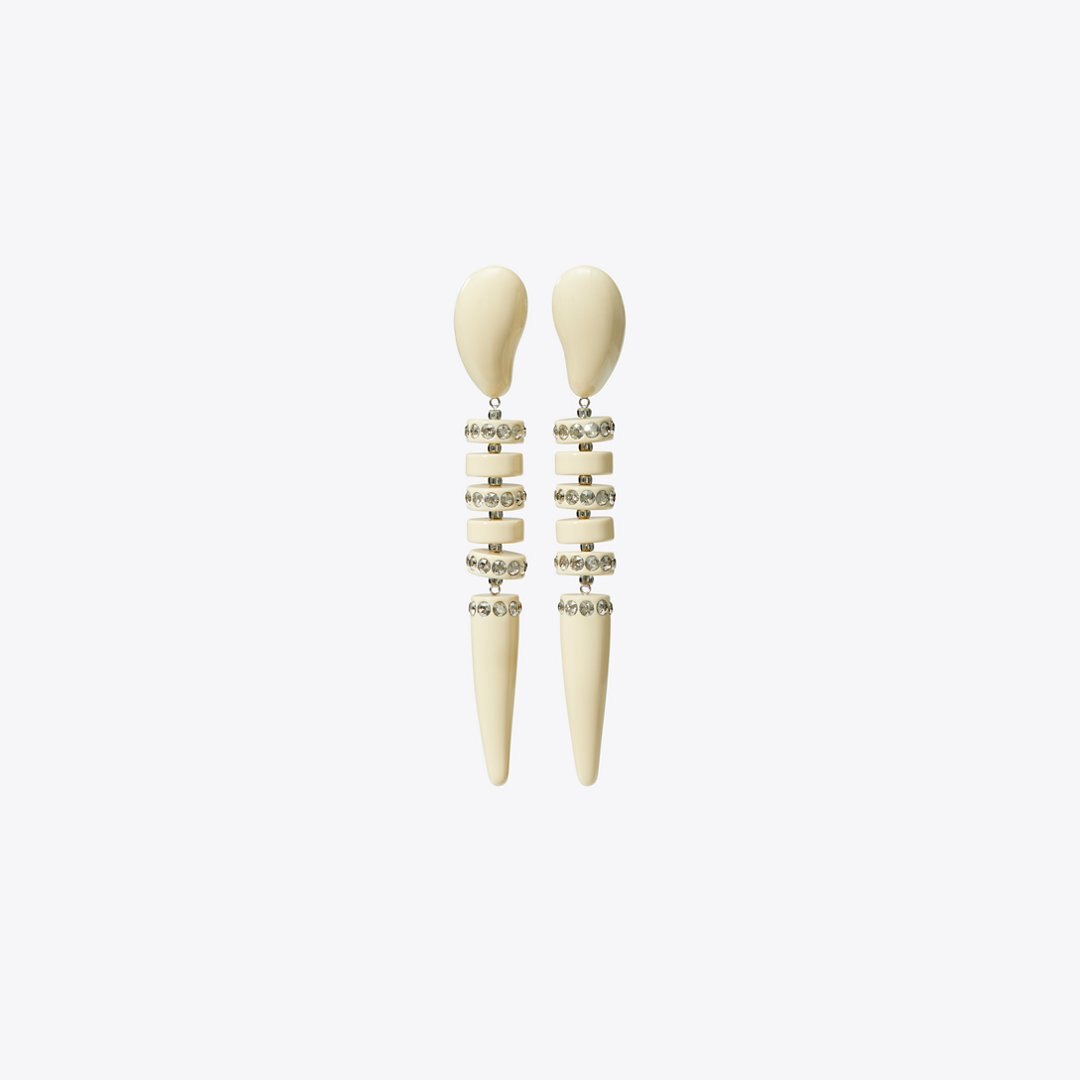 Tory Burch Curiosity Snake Earring Ivory / Crystal