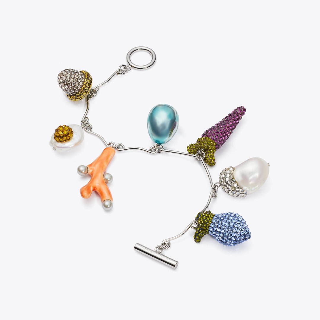 Tory Burch Curiosity Vegetable Charm Bracelet Tory Silver / Multi
