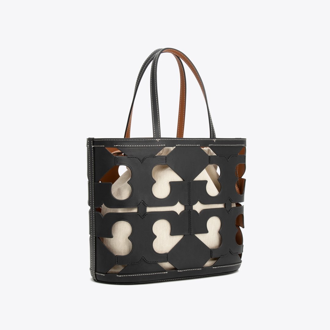 Tory Burch Cutout Logo Small Tote Black