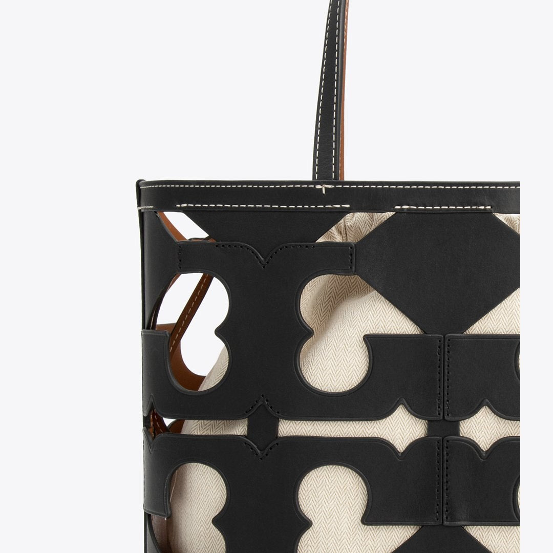 Tory Burch Cutout Logo Small Tote Black
