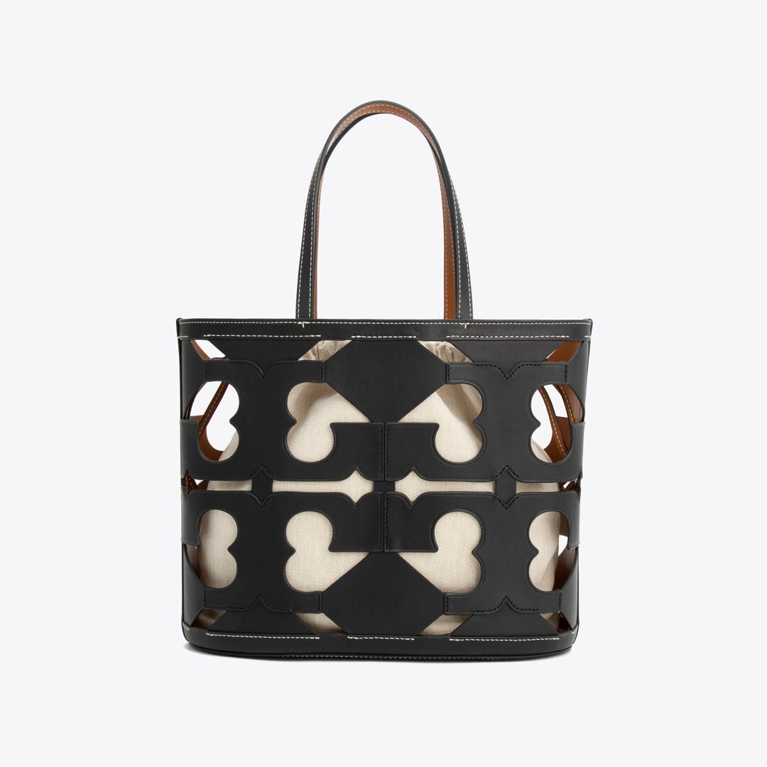 Tory Burch Cutout Logo Small Tote Black