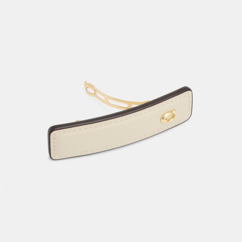 Coach Signature Leather Barrette Chalk