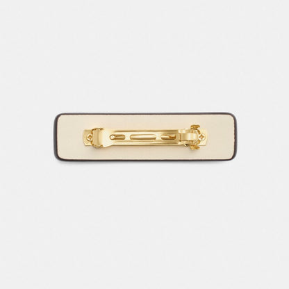 Coach Signature Leather Barrette Chalk