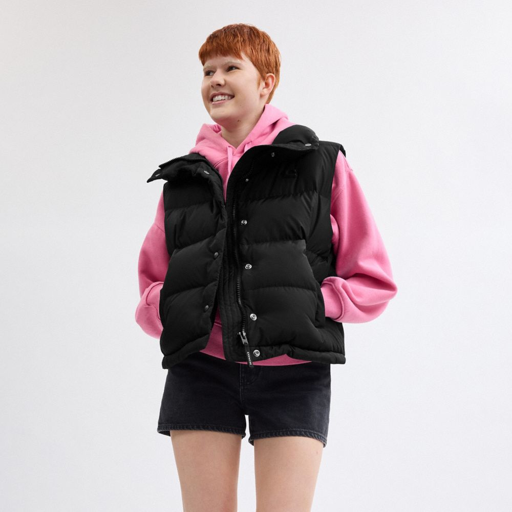 Coach Puffer Vest In Recycled Polyester Black