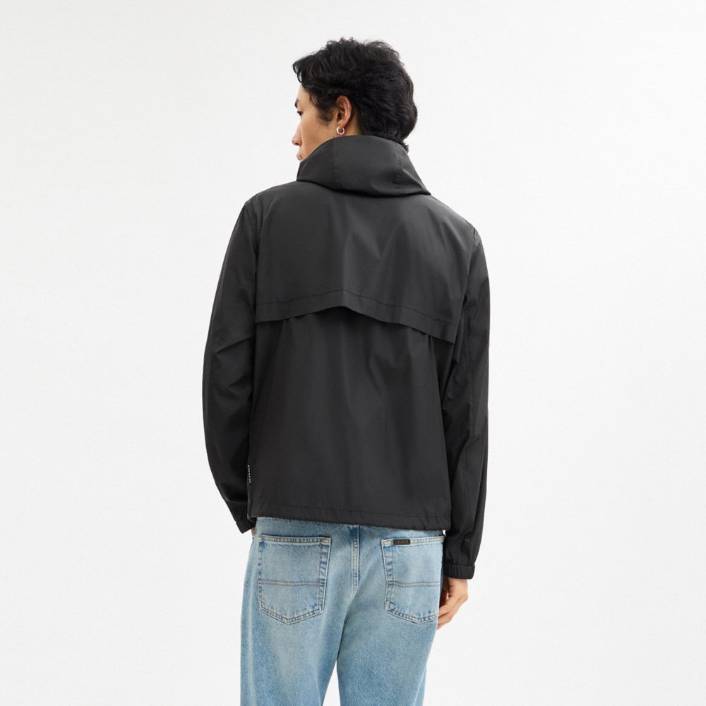 Coach Signature Full Zip Windbreaker In Recycled Polyester Charcoal Signature