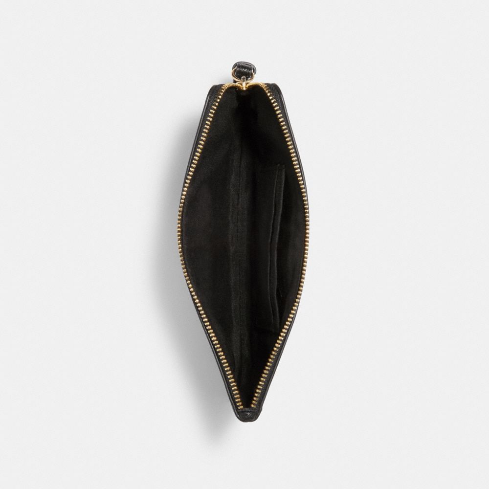 Large Corner Zip Wristlet Crossgrain Leather-Gold-Black Crossgrain Leather-Gold-Black