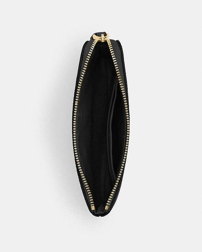 Corner Zip Wristlet Crossgrain Leather-Gold-Black Crossgrain Leather-Gold-Black