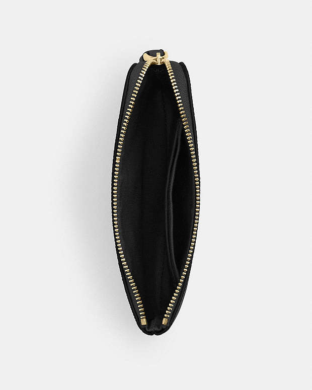 Corner Zip Wristlet Crossgrain Leather-Gold-Black Crossgrain Leather-Gold-Black