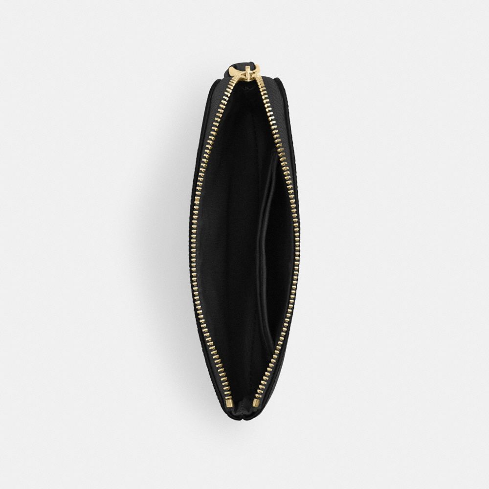 Corner Zip Wristlet Crossgrain Leather-Gold-Black Crossgrain Leather-Gold-Black