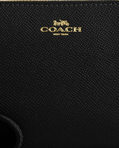 Corner Zip Wristlet Crossgrain Leather-Gold-Black Crossgrain Leather-Gold-Black