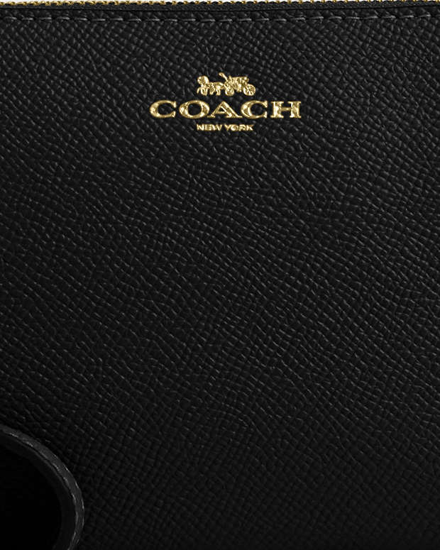 Corner Zip Wristlet Crossgrain Leather-Gold-Black Crossgrain Leather-Gold-Black