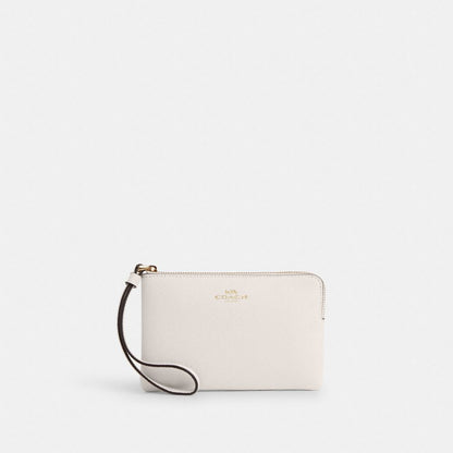 Coach Corner Zip Wristlet Gold Chalk