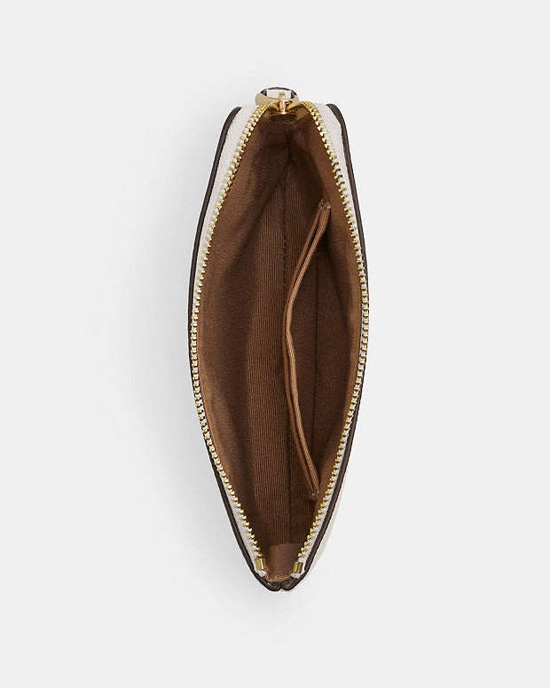 Corner Zip Wristlet Crossgrain Leather-Gold-Chalk Crossgrain Leather-Gold-Chalk