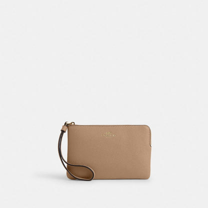 Coach Corner Zip Wristlet Gold/Taupe