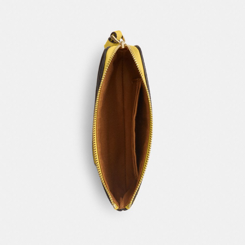 Corner Zip Wristlet Crossgrain Leather-Gold-Yellow Crossgrain Leather-Gold-Yellow
