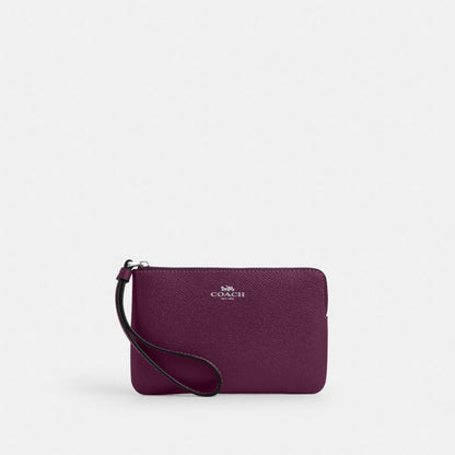 Coach Corner Zip Wristlet Silver