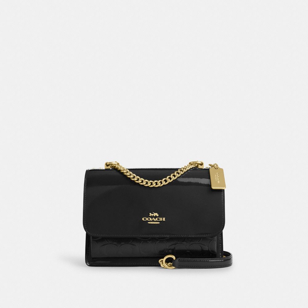 Klare Crossbody Bag In Signature Leather Novelty Leather-Gold-Black Novelty Leather-Gold-Black