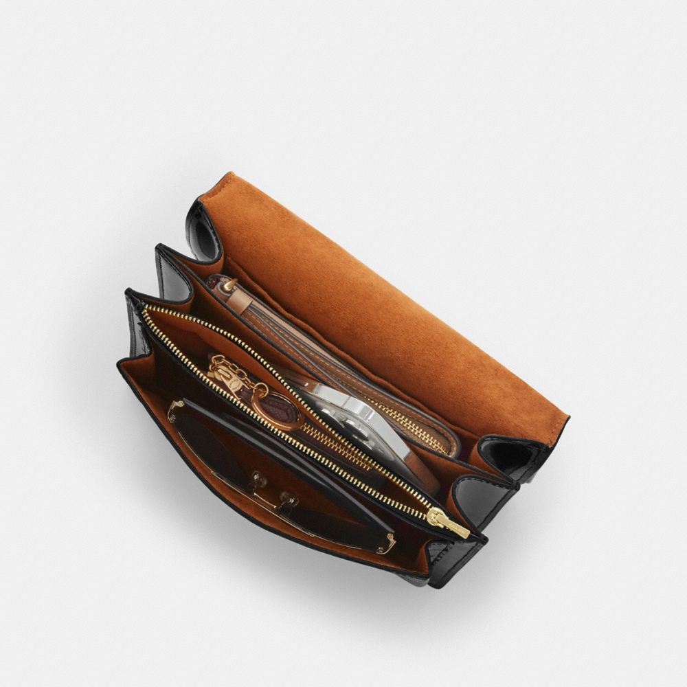 Klare Crossbody Bag In Signature Leather Novelty Leather-Gold-Black Novelty Leather-Gold-Black