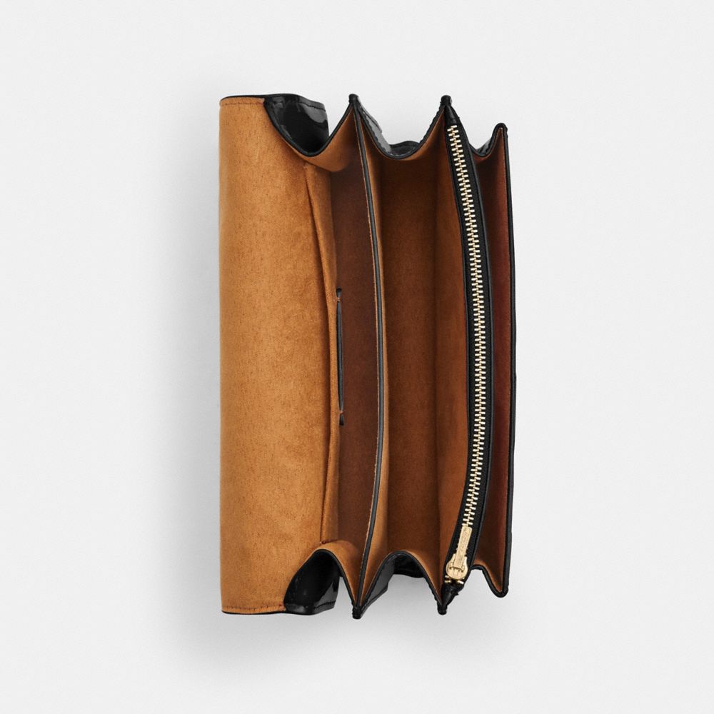 Klare Crossbody Bag In Signature Leather Novelty Leather-Gold-Black Novelty Leather-Gold-Black