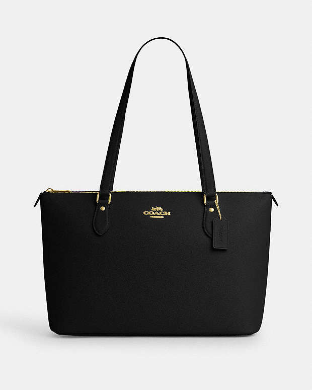 Gallery Tote Bag Crossgrain Leather-Gold-Black Crossgrain Leather-Gold-Black