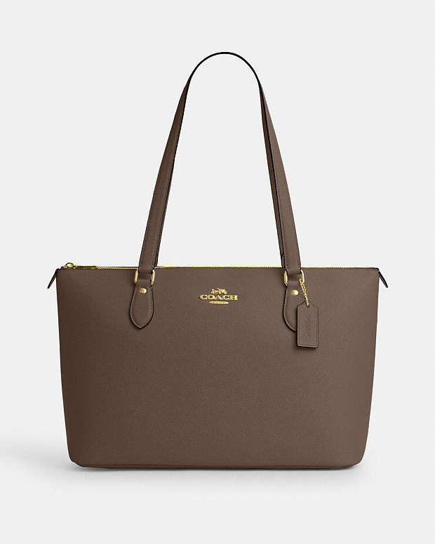 Gallery Tote Bag Crossgrain Leather-Gold-Dark Stone Crossgrain Leather-Gold-Dark Stone