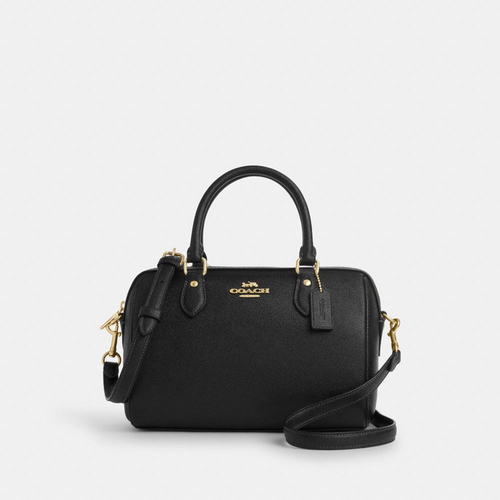 Coach Rowan Satchel Bag Gold Black