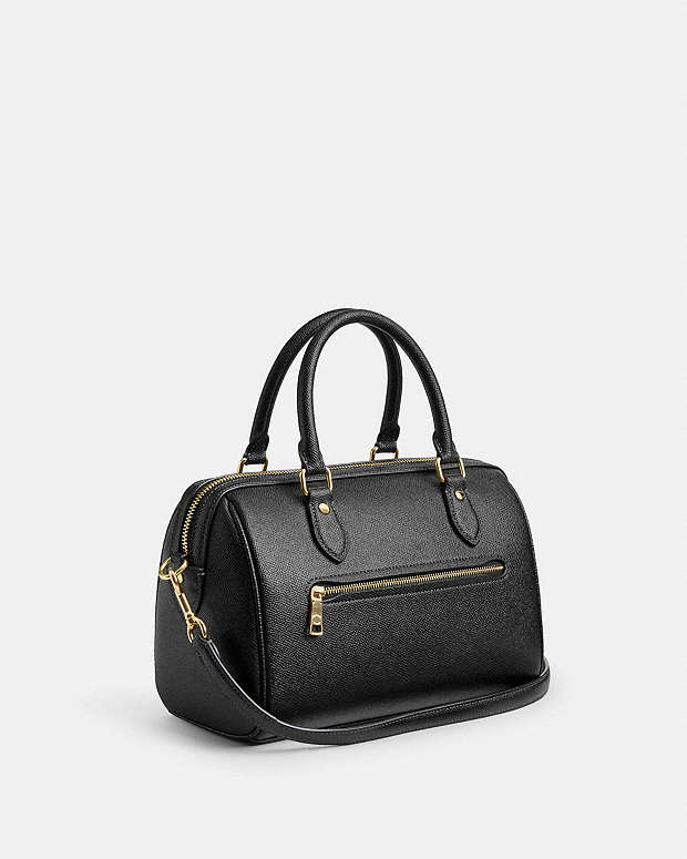 Rowan Satchel Bag Crossgrain Leather-Gold-Black Crossgrain Leather-Gold-Black