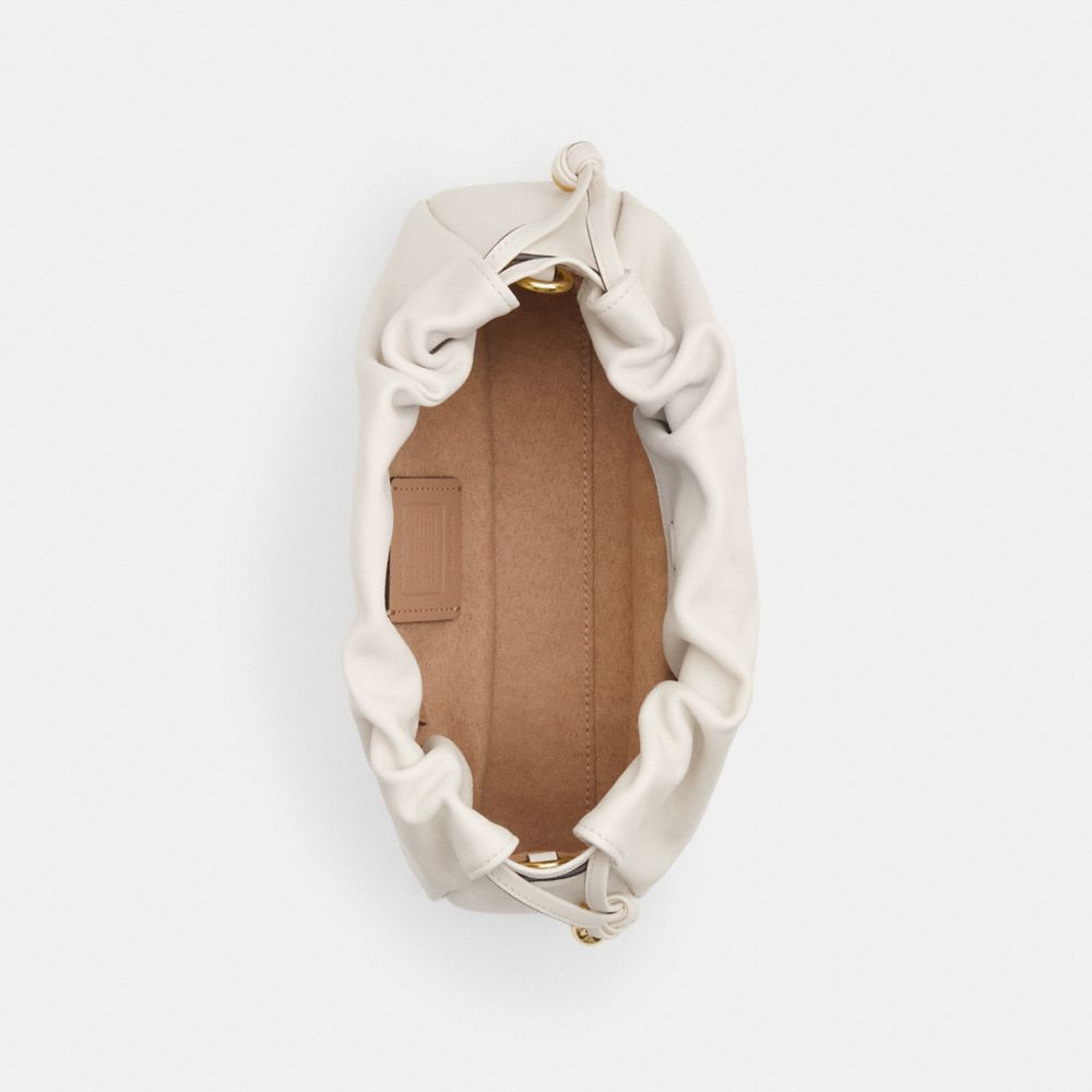 Faye Shoulder Bag With Ruching Smooth Leather-Gold-Chalk Smooth Leather-Gold-Chalk