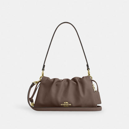 Coach Faye Shoulder Bag With Ruching Gold Dark Stone
