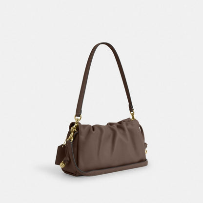 Coach Faye Shoulder Bag With Ruching Gold Dark Stone