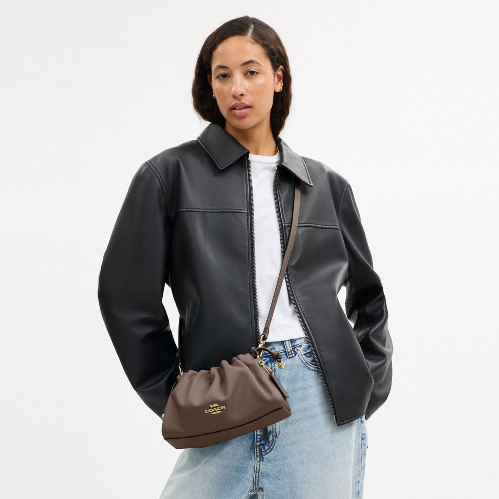 Coach Faye Shoulder Bag With Ruching Gold Dark Stone