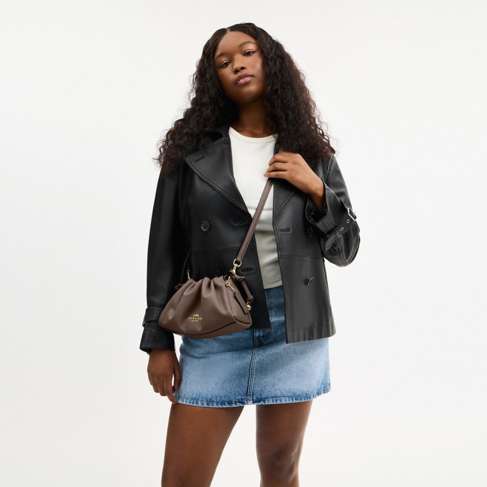Coach Faye Shoulder Bag With Ruching Gold Dark Stone