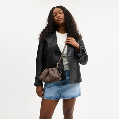 Coach Faye Shoulder Bag With Ruching Gold Dark Stone