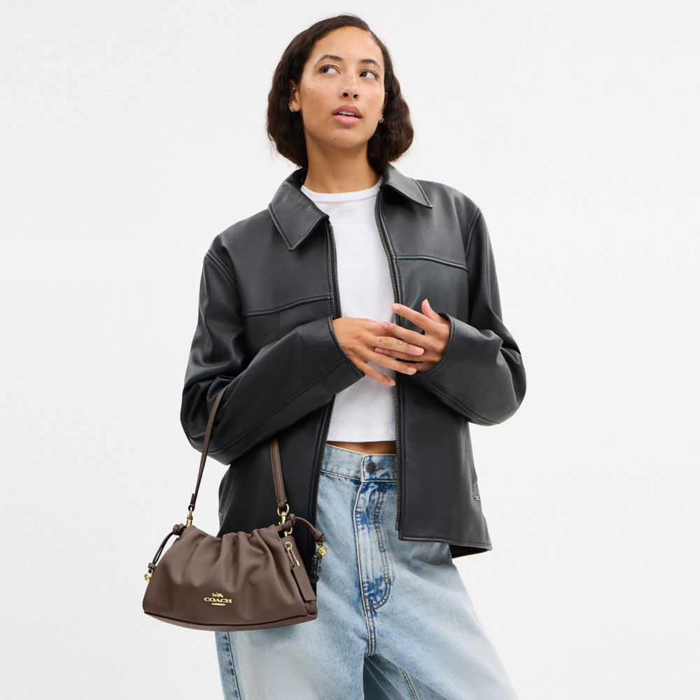 Coach Faye Shoulder Bag With Ruching Gold Dark Stone
