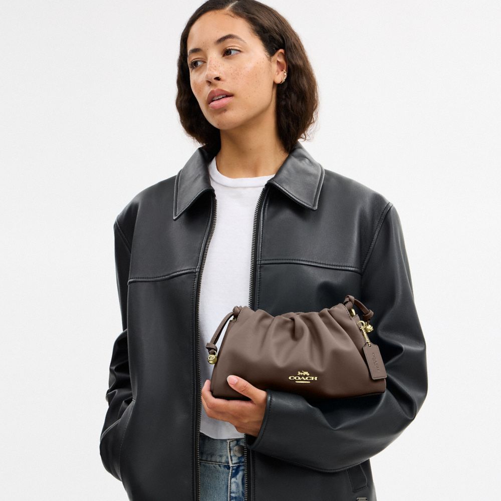 Coach Faye Shoulder Bag With Ruching Gold Dark Stone