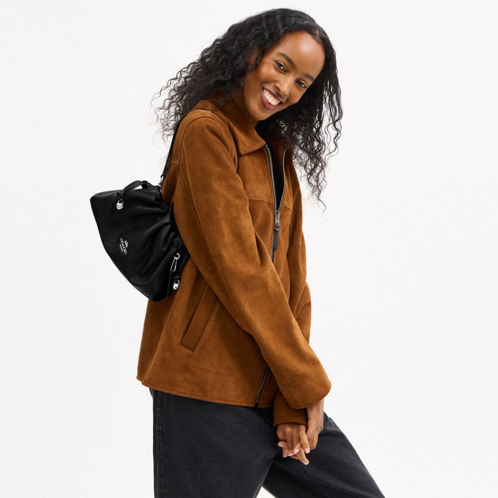 Coach Faye Shoulder Bag With Ruching Silver