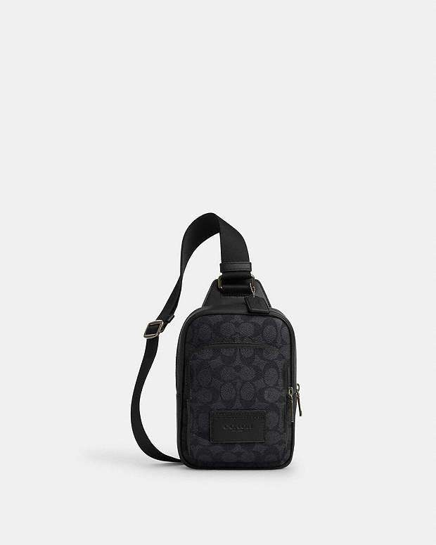 Racer Sling Pack In Signature Canvas Signature Canvas-Gunmetal-Charcoal-Black Signature Canvas-Gunmetal-Charcoal-Black