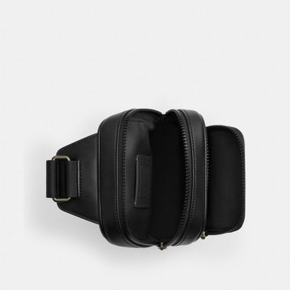 Coach Racer Sling Pack In Signature Canvas Gunmetal Charcoal Black