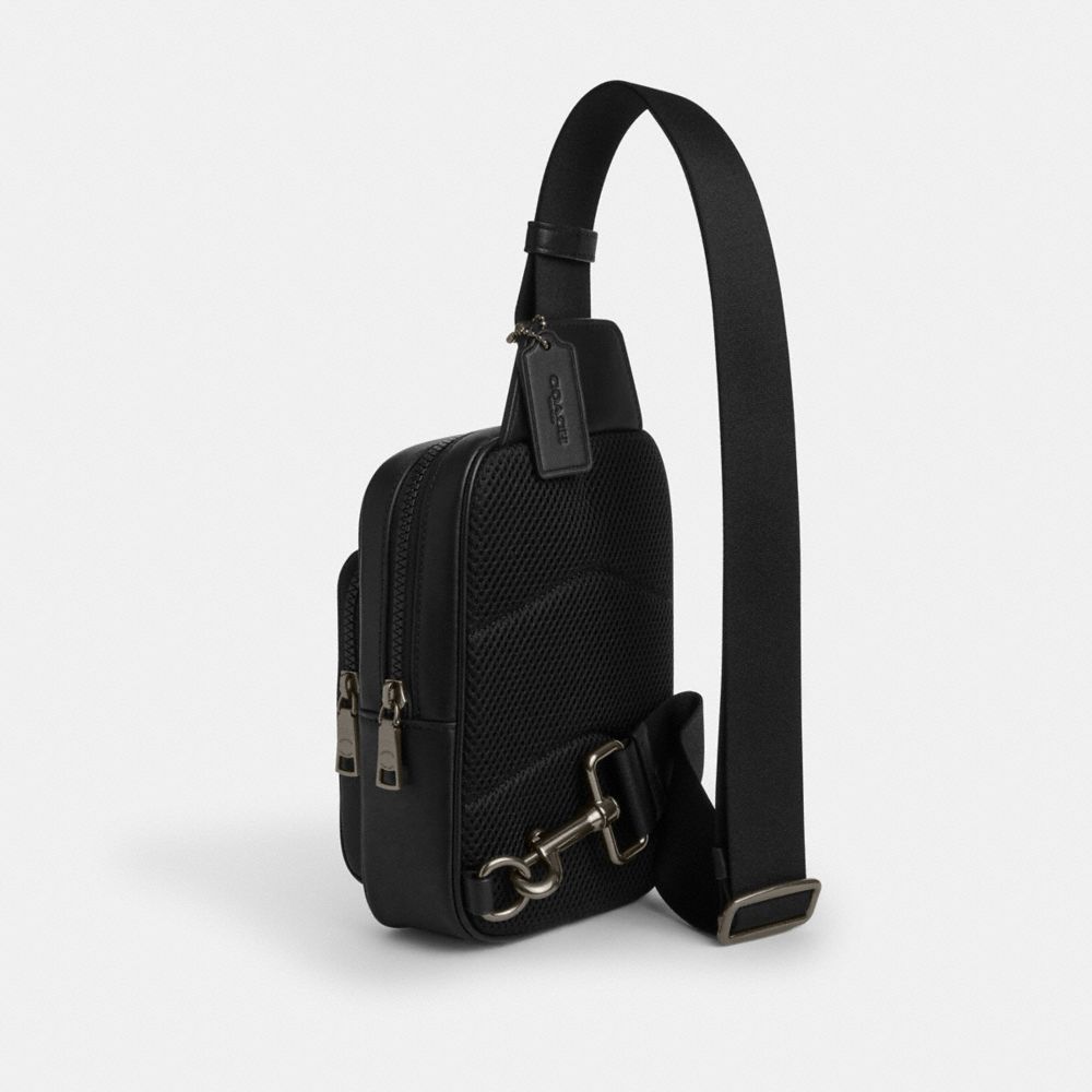Coach Racer Sling Pack In Signature Canvas Gunmetal Chalk Black – Kicks ...
