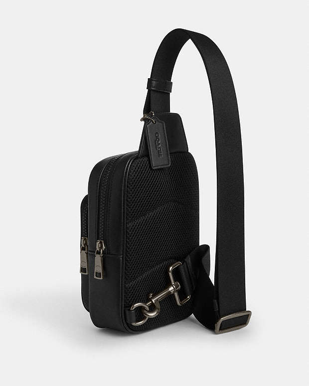Racer Sling Pack In Signature Canvas Signature Canvas-Gunmetal-Chalk-Black Signature Canvas-Gunmetal-Chalk-Black