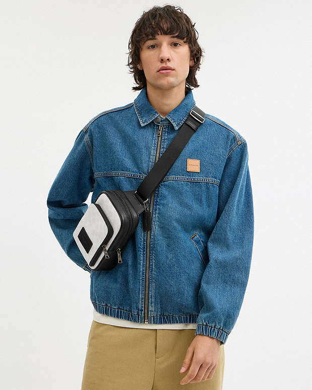Racer Sling Pack In Signature Canvas Signature Canvas-Gunmetal-Chalk-Black Signature Canvas-Gunmetal-Chalk-Black