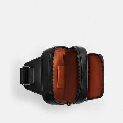 Coach Racer Sling Pack In Signature Canvas Gunmetal Tan Black