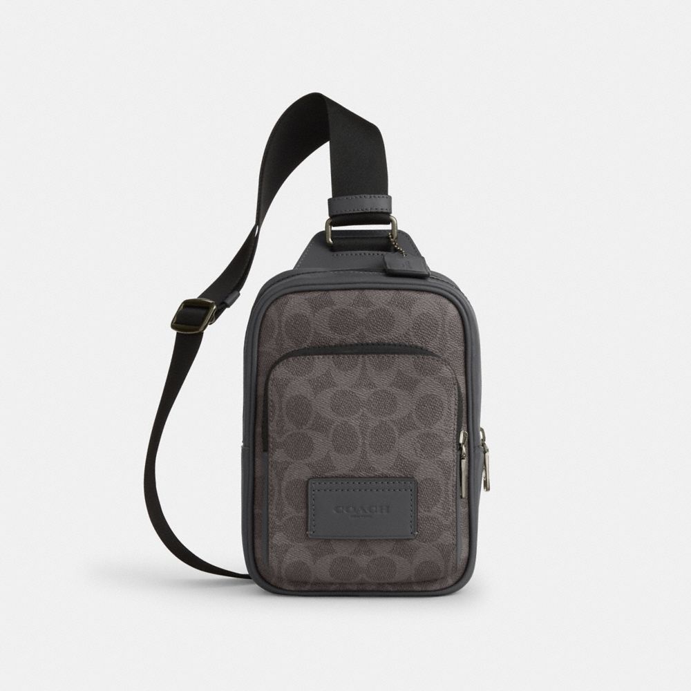 Coach Racer Sling Pack In Signature Canvas Gunmetal