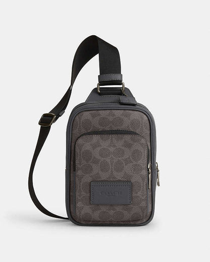 Racer Sling Pack In Signature Canvas Signature Canvas-Qb-Grey-Charcoal Signature Canvas-Qb-Grey-Charcoal
