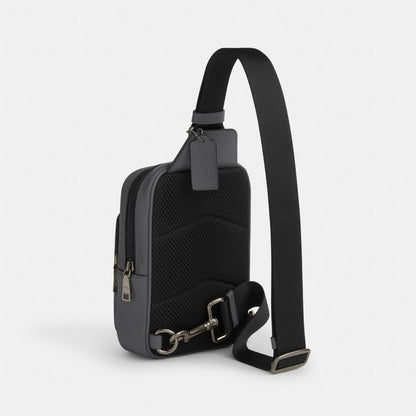 Coach Racer Sling Pack In Signature Canvas Gunmetal Grey Charcoal