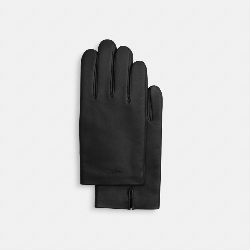 Coach Leather Tech Gloves Black