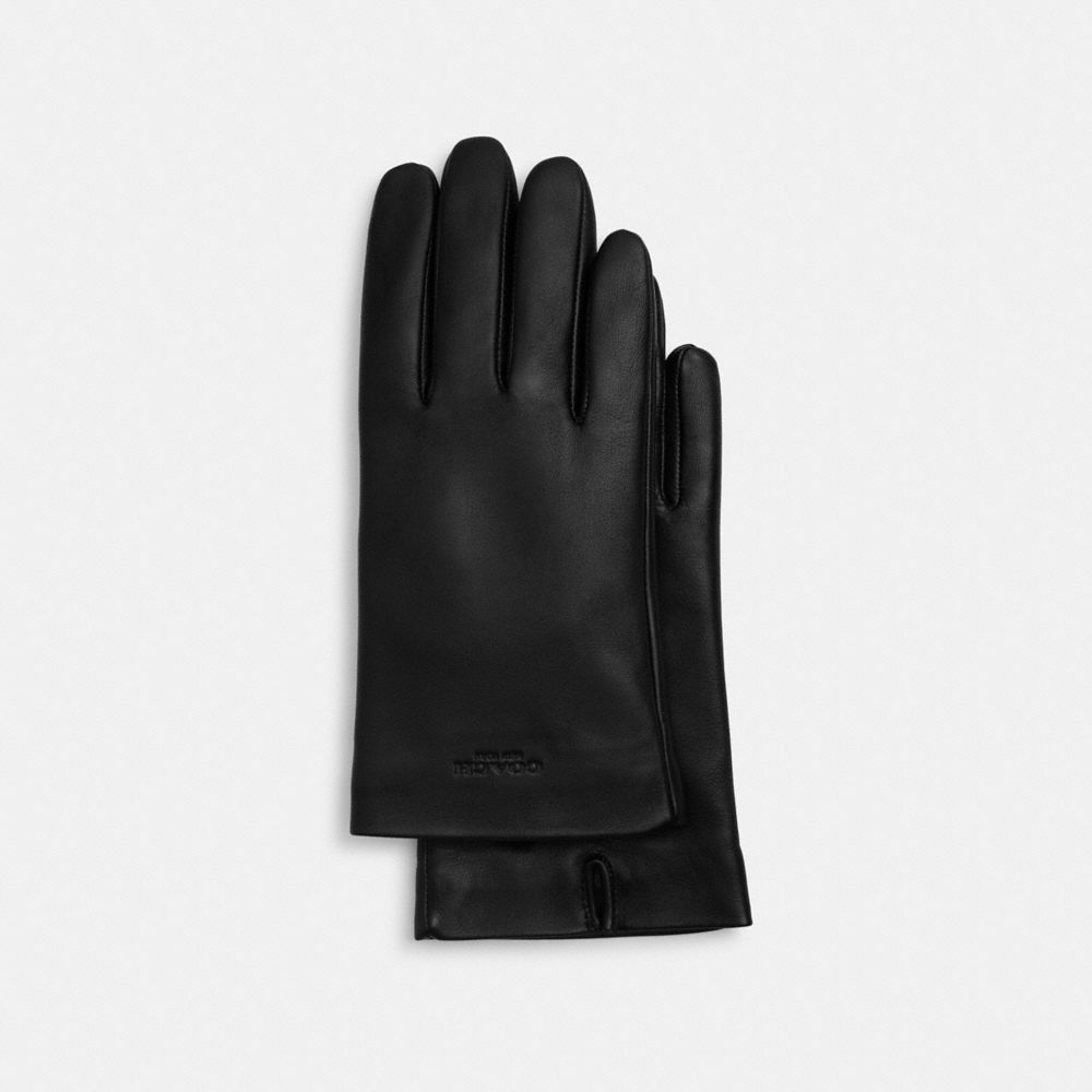 Coach Leather Tech Gloves Black