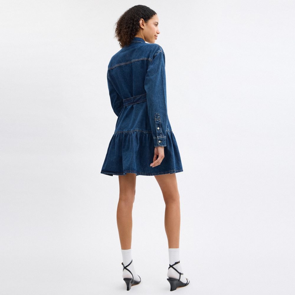Coach Denim Shirt Dress Dark Blue