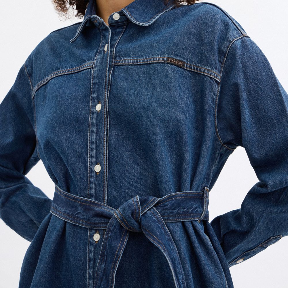 Coach Denim Shirt Dress Dark Blue