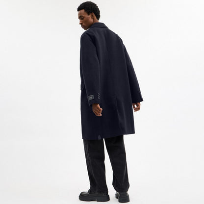 Coach Double Faced Wool Coat Navy Blue